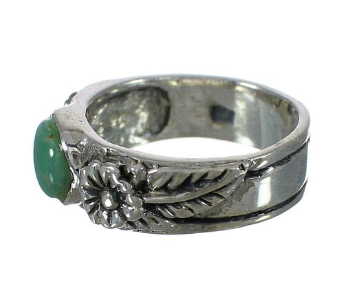 Southwestern Turquoise Sterling Silver Flower Ring Size 7-3/4 YX91636